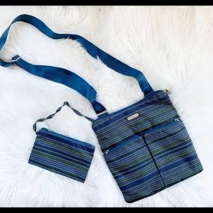 Baggallini Striped Crossbody Bag and Wallet Pouch